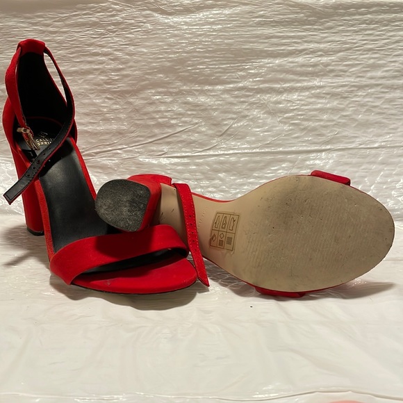 Call It Spring, bright red microsuede heels - Picture 2 of 5
